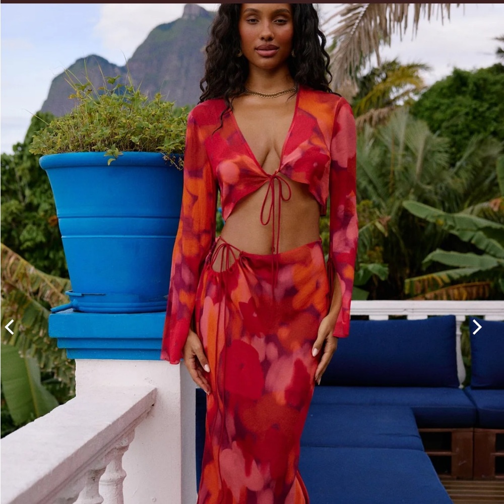 Floral top with front tie